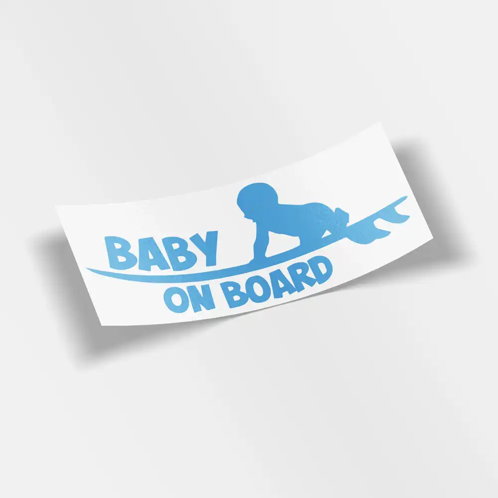 Autocollant Bébé Surfeur à Bord - Décalcomanie 20 Cm Pour Voiture, Casier, Décoration